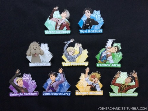 yoimerchandise: YOI x Animega Finish Pose! Trading Clear Acrylic Clip Badges & A5 Clear Files Original Release Date:May 2017 Featured Characters (9 Total):Viktor, Yuuri, Makkachin, Yuri, Otabek, Christophe, JJ, Minami, Phichit Highlights:The exclusive