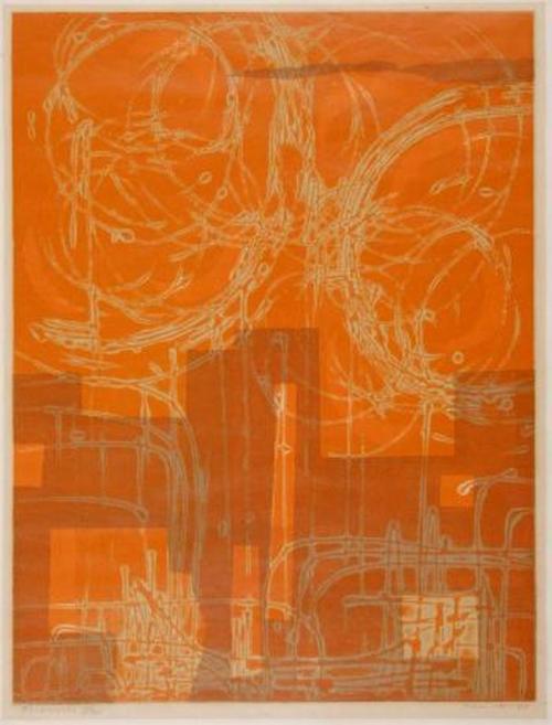 Fireworks   -    Kees Hos , 1970.Dutch,1916-2015Screenprint,  65.5 x 50 cm