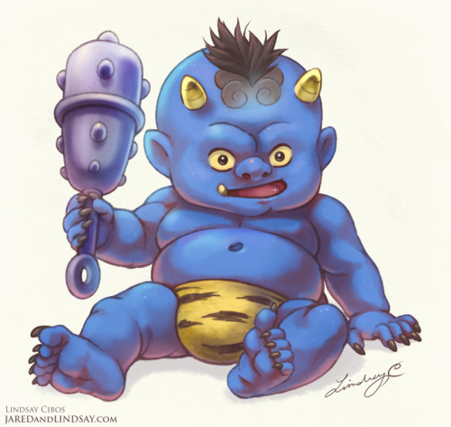 Baby Oni (blue and red versions) + concept sketches.From my Draw Baby Beasties book!