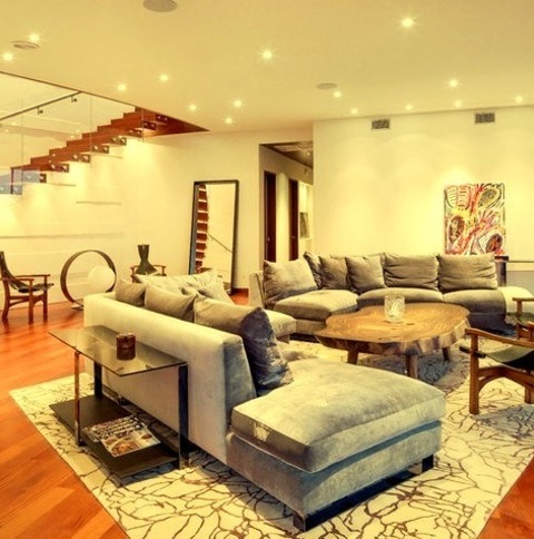 Los Angeles Family RoomAn Illustration Of A Large, Modern, Open-concept Family Room With White Walls,