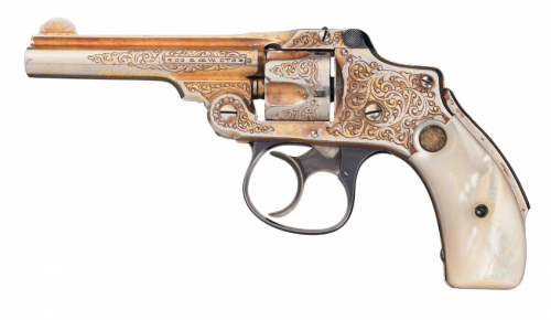 Engraved Smith &amp; Wesson Safety Hammerless with Pearl Grips, late 19th century.