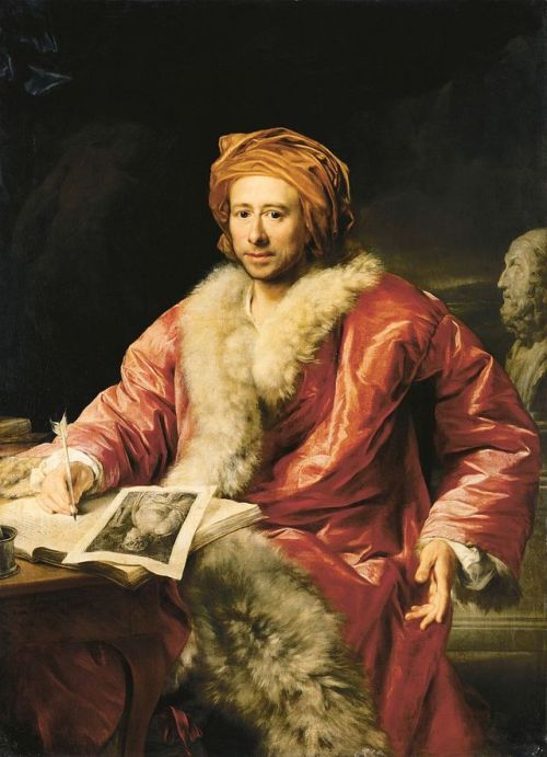 fashionologyextraordinaire: Johann Joachim Winckelmann, in luxurious undress, by Anton von Maron, 17