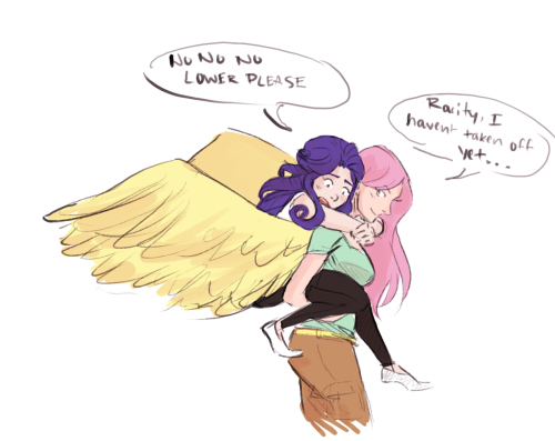 demdoodles:My humanized Rarity is the shortest of the bunch at 5’ 2” and very light, so I wanted to do some doodles of everyone picking her up.