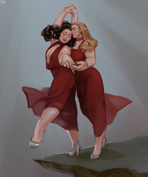 at the edge of the world with you.i was commissioned to draw my two favorite ladies in a dangerous d