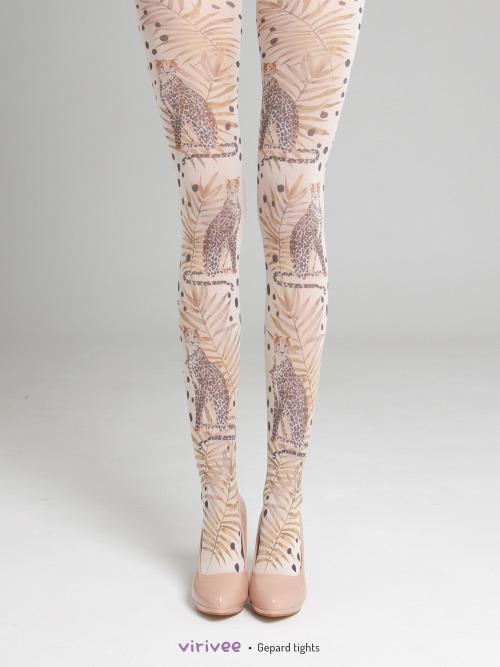  Gepard tightsGepard print on ivory SEMI-OPAQUE tights.The material is super soft, fits nicely tha