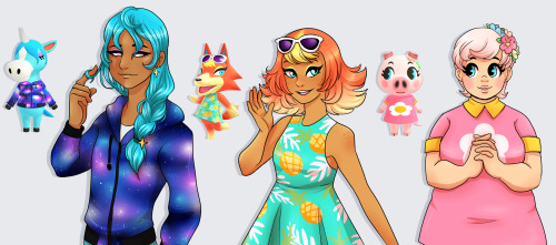 My most recent villagers as humans! Julian, Audie &amp; Gala!