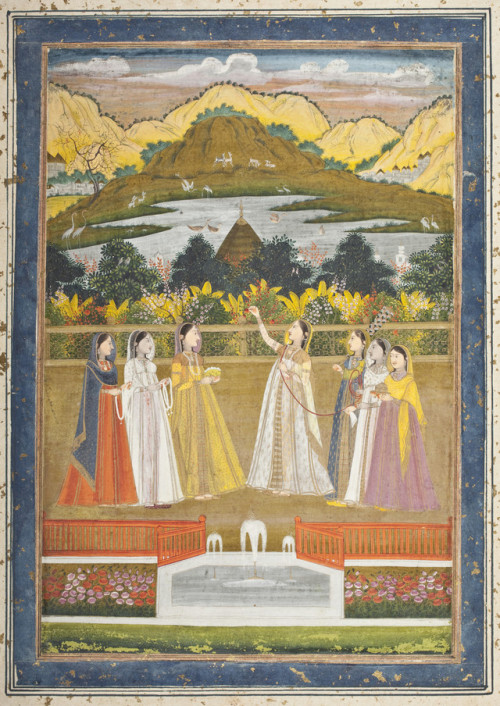 “A Princess and Her Companions Enjoying a Terrace Ambiance” by Muhammad Faqirullah Khan (attributed 