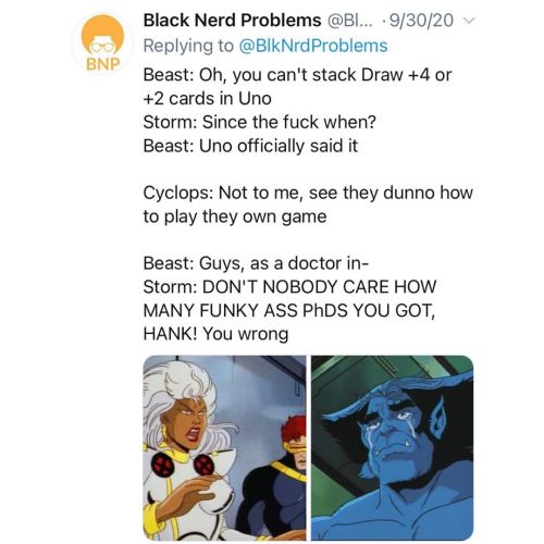 Uno knows that Black people have our own set of rules when it comes to that damn game. #blacknerdpro