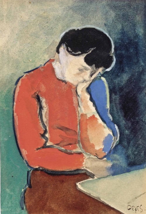 terminusantequem: Wim Oepts (Dutch, 1904-1988) - Contemplation [n/d] - ink and watercolour