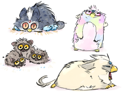 luxtempestas:  luxtempestas:  last night i was briefly talking about furbies and agreed that they should be interpreted as miniature, flightless griffins  ‘furbies’ are opportunist desert insectivores that may also eat some plants or carrion. resembling