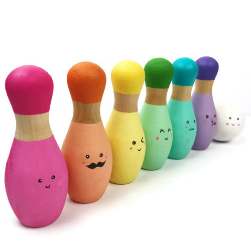Painted Wooden Toy Bowling Set via Color Made Happy