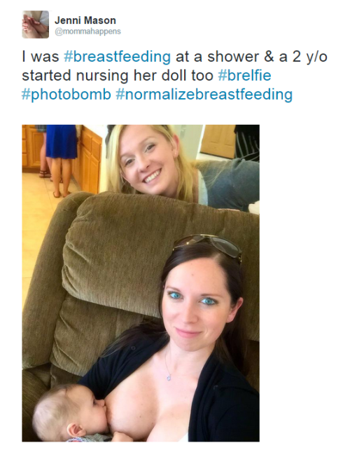 thetenderpassion:  Moms Post #Brelfies In Response To Critic Who Called Breastfeeding Photos “Naked Exhibitionism” 