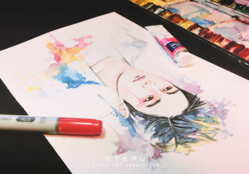 eteru-art:  Portrait for Kim Myungsoo / watercolor Main｜Weibo｜Video please do not edit / re-upload｜禁止二改轉載｜2차수정금지