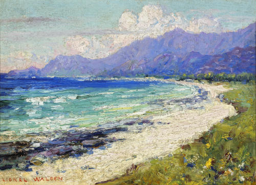 Hawaiian coastal scene -   Lionel Walden  , n/dAmerican,  1861-1933oil on canvas mounted on cardboar