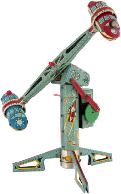 devilduck:  CONEY ISLAND ROCKET RIDE BOXED BATTERY-OPERATED TOY From 1950s. 14” tall. 