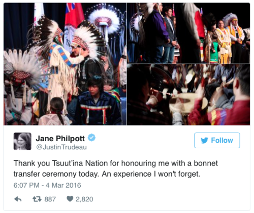 micdotcom:Justin Trudeau given new name, honorary membership by indigenous Tsuut'ina Nation Canadian