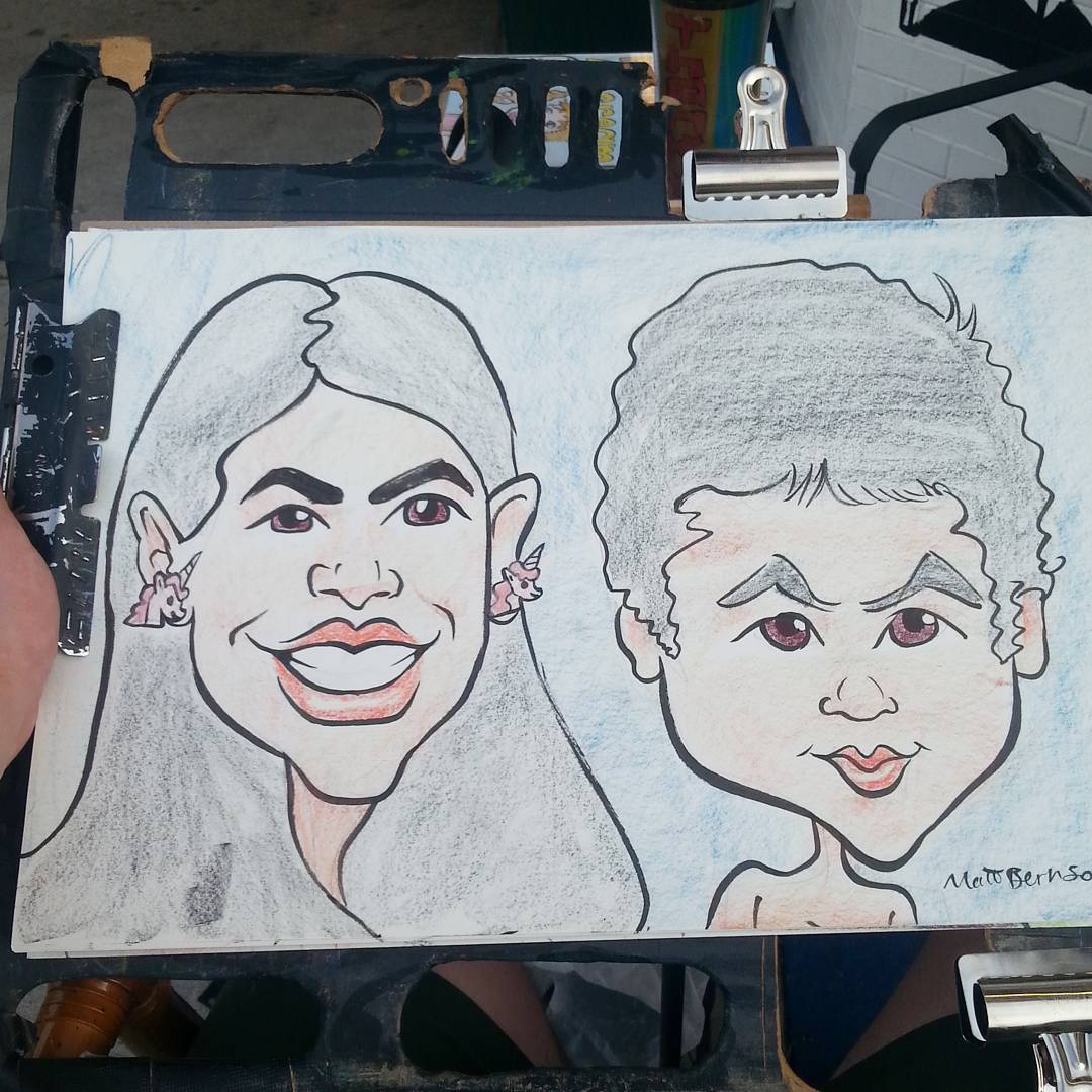 Drawing caricatures at Dairy Delight. Come by, get ice cream, get drawn. #mattbernson