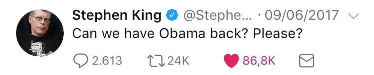 maplecas: sometimes i scroll through stephen king’s twitter and i’m never disappointed