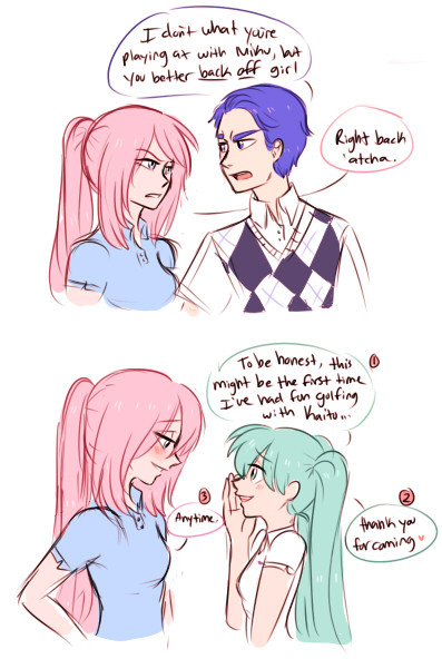 dashingicecream:  so do u guys remember that bad girls!AU miku and gumi’s families