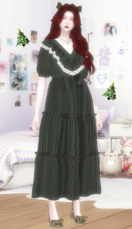  ･:*: “you should make the christmas tree emoji into a sim :D” - @pretzitailthis dress gave me chris