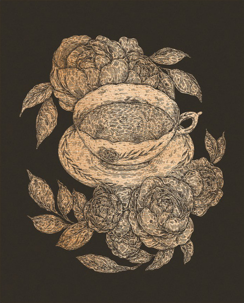 A rose gold foil tea cup, for the @lightgreyartgallery show Fortune. Tasseography is the readin