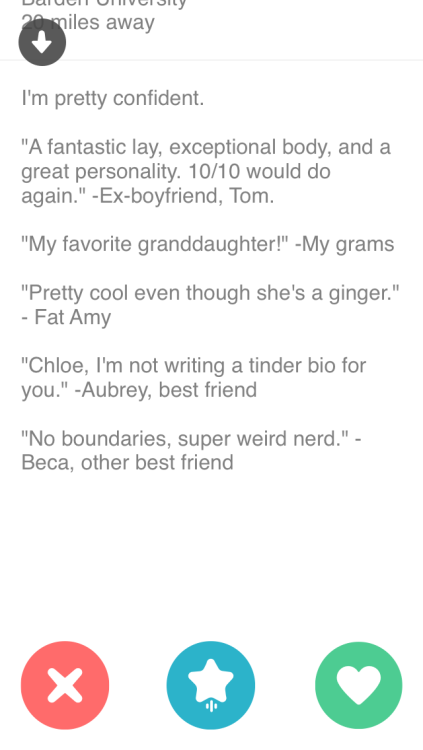 incredibeale:Pitch Perfect + Tinder Profiles (1/?)