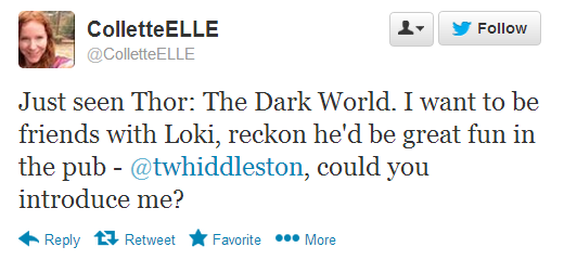 dailydoseofhiddles:  ColletteELLE: Just seen Thor: The Dark World. I want to be