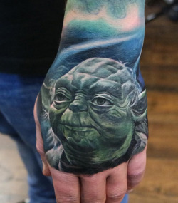 tattooideas123:  Yoda Hand Tattoohttp://tattooideas247.com/yoda-hand/ 