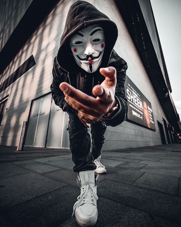 Anonymous Wallpaper 4K, Dark background, Mask, AMOLED