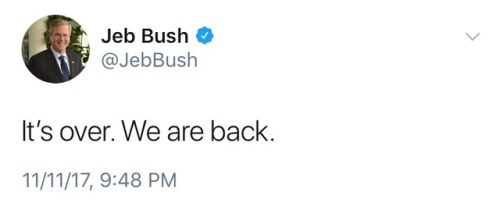 sarajevski:  teamputvedev: I know this is about football but the general energy of this Jeb! tweet is very ominous  The next day you turn on the news and Jeb Bush is suddenly president and nobody talks about it 