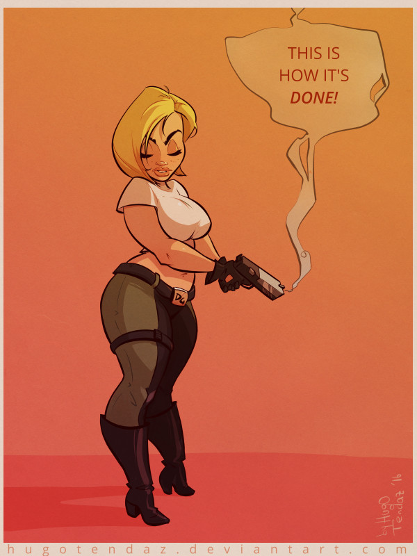 hugotendazillustrations:    This is finished cartoon pinup of Danger Girl Abbey Chase.