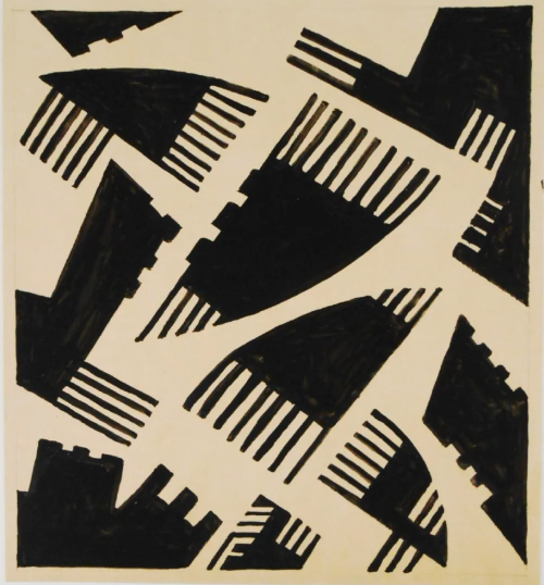 Otto Freundlich Abstract Ink Drawings on Woven Paper, before 1940.(via liveauctioneers.com)