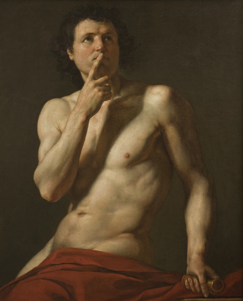 thisblueboy:Jacques Reattu (French, 1760-1833), Half length figure of semi-nude man, 1789, Musee Rea