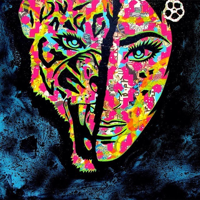 💖🐯💖 #papermonster #tbt #stencil #stencilart #stencilgraffiti #urbanart #graffiti #graffitiart #streetart #tiger #eyes #woman #mask