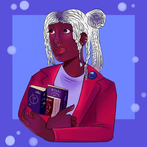 lilmisscopypaster: The lonely journal keeper. [image description: a drawing of Lucretia from the wai