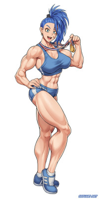 sefuart:  More muscle girls for elee0228. This time it is Brigitte from Overwatch and Captain Mizuki from One Punch Man. Mizuki’s appearances in the latest chapter though… Oh my.  Oh my