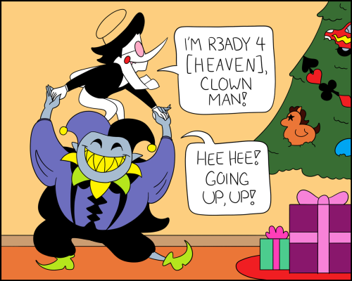 Spamton and Jevil are getting festive for the holiday!