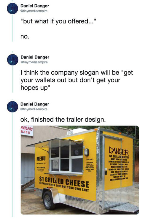 darkelf19: This is the greatest thing ever Image ID:1: An American-cheese-yellow food truck trailer 