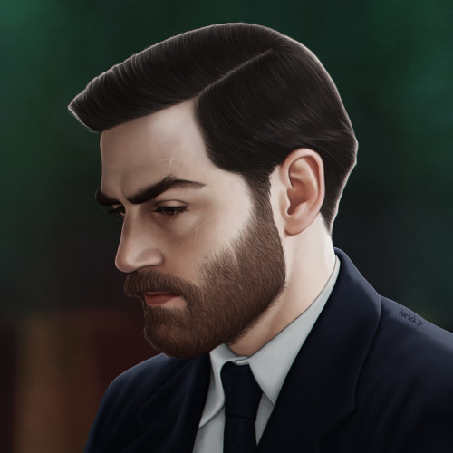 1940s mobster AU Lucien Grimaud. For reasons. Flimsy reasons. (Mostly because I enjoy painting Matth