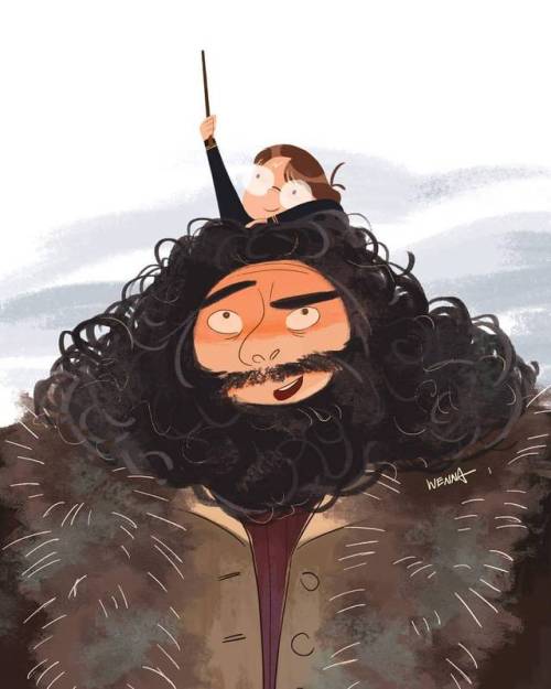 Young Harry and Hagrid ﾍ(=￣∇￣)ﾉ(Please DO NOT repost or use without credit or permission! Reblog is 