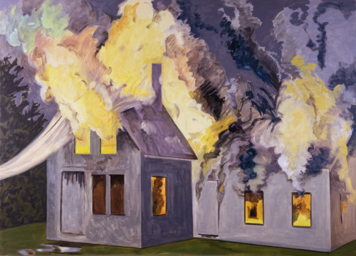 redlipstickresurrected:Lois Dodd (American, b. 1927, Montclair, NJ, USA) - 1: Burning House with Cla