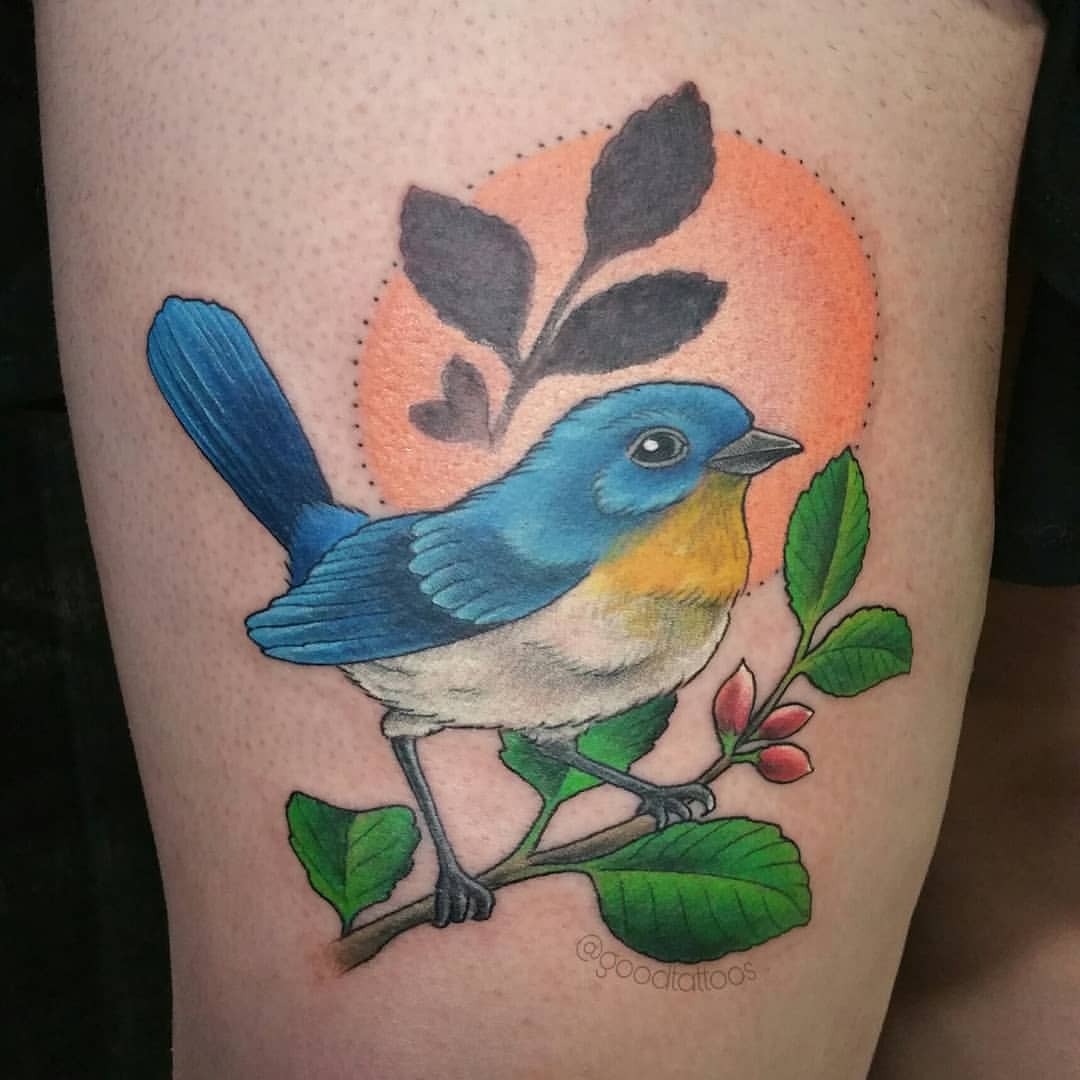 Bird and flower tattoo by Pablo Ortiz | Post 28584