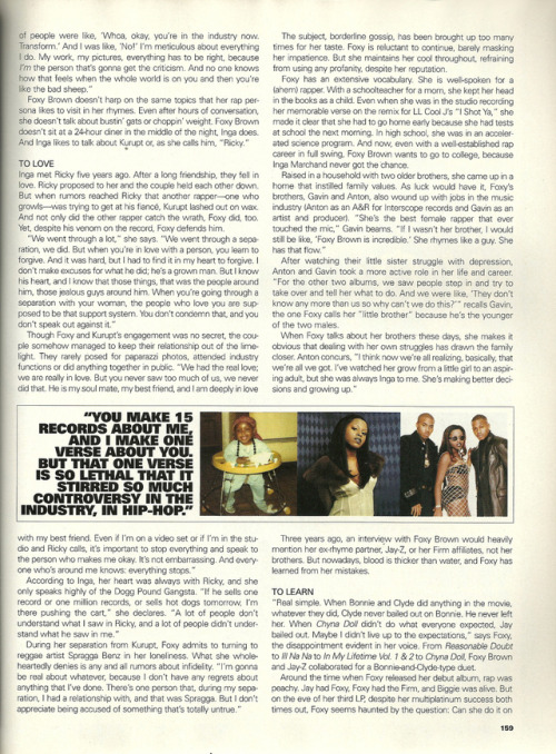 queensofrap:   Foxy Brown - The Source Magazine, 2001 						  + Full Spread. 