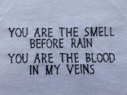 Love:  “You Are The Smell Before Rain / You Are The Blood In My Veins”The Boy