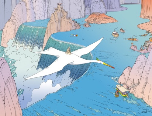 The Travels of Hermès.Three of Mœbius’s artworks for fashion company, Hermès. There are nine in tota