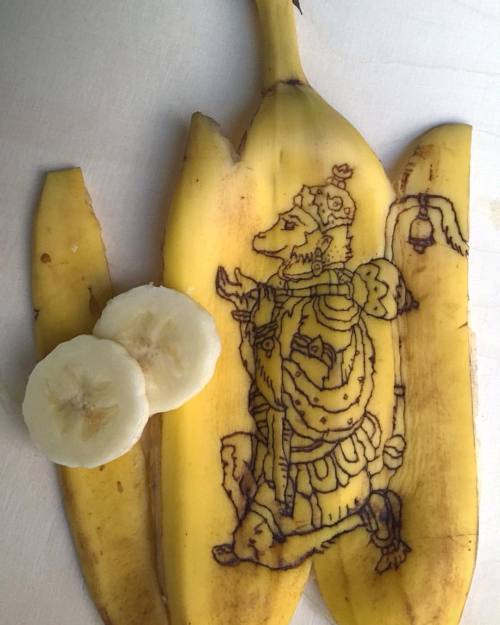 Hanuman #art #artandsuch #drawing #design #illustration #food #foodart #banana #Hanuman