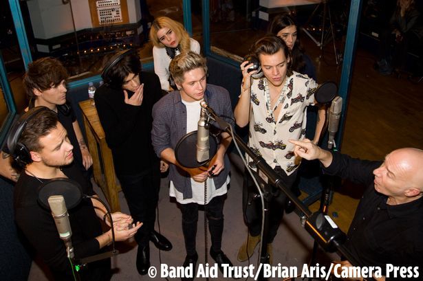 direct-news:  One Direction recording for ‘Band Aid 30’.  
