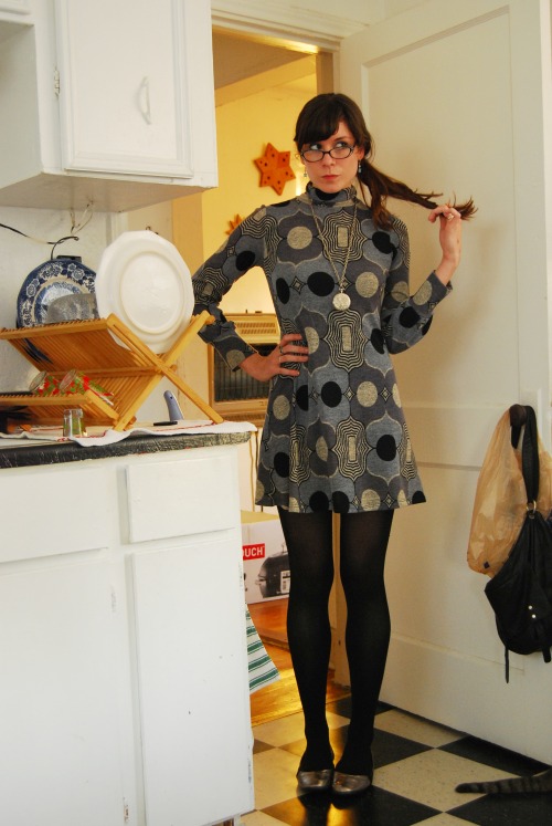 tightsobsession: nylonpics: Glasses, cute dress, and tights. Such a turn on Let it happen.