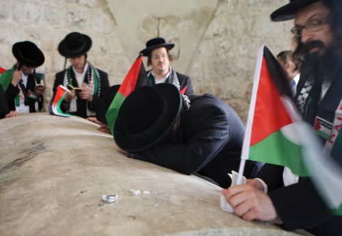 Members of Neturei Karta, a radical anti-Zionist / pro-Palestinian ultra-Orthodox Jewish movement, h