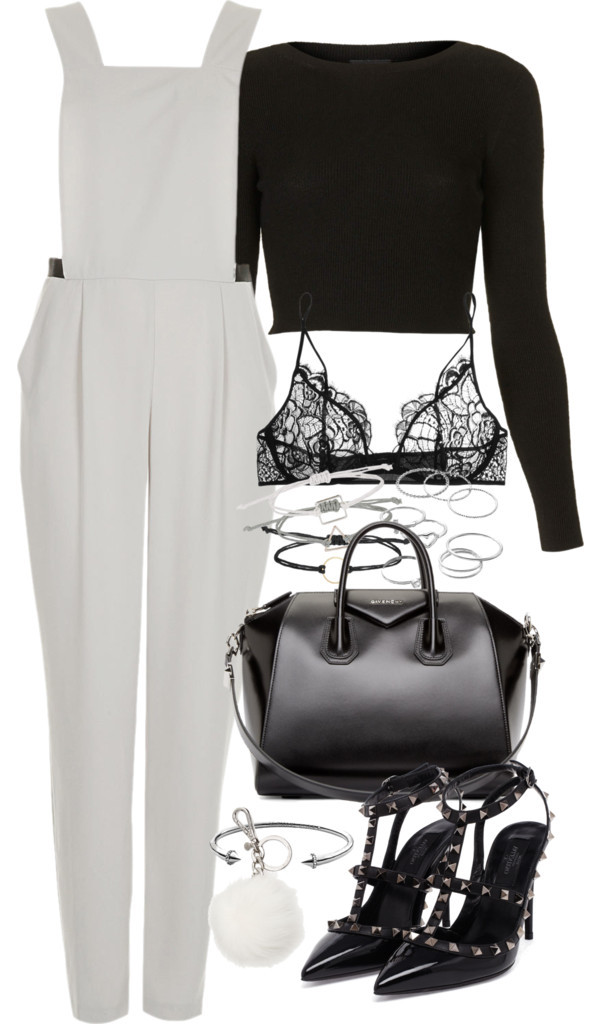 Outfit for New Year’s Eve by ferned featuring givenchy handbags
Topshop top, 62 AUD / Kiki de Montparnasse bra, 245 AUD / Topshop romper jumpsuit, 33 AUD / Valentino patent leather shoes / Givenchy handbag, 2 165 AUD / Michael Kors silver bangle, 61...